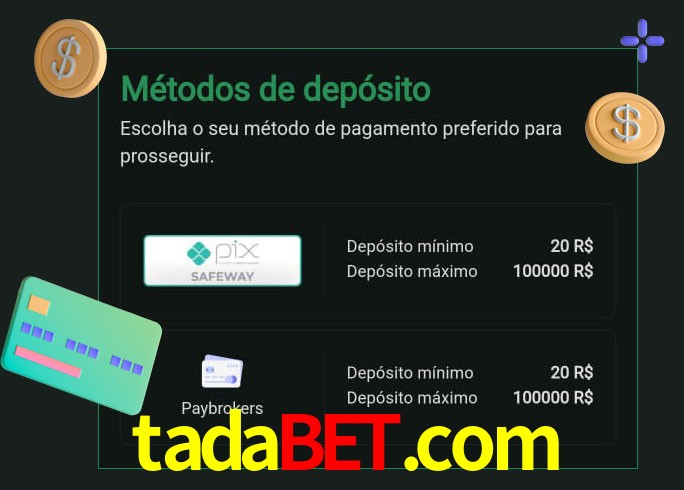 O cassino tadabet.com oferece uma grande variedade de métodos de pagamento